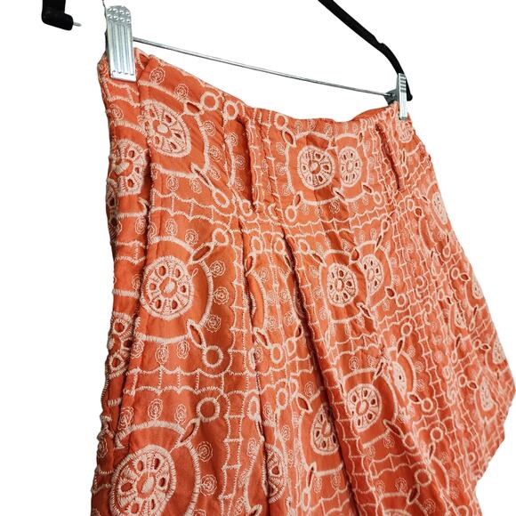 Sam Edelman Womens Romy Short Size 4 Orange White Eyelet Lace High Rise *NO BELT - Picture 3 of 12